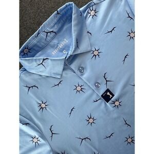 Bogey Bros Golf Polo Shirt Men's Small Light Blue Graphic Print‎ Short Sleeve